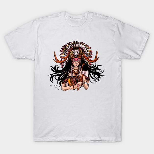 lady indian art t-shirt T-Shirt by pradaprada